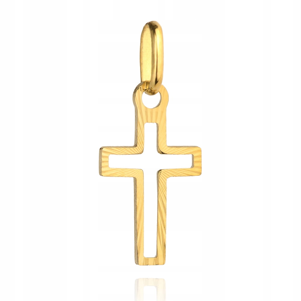 Zlatý diamantový křížek malý pr. 585 dárek na křtiny Svatý