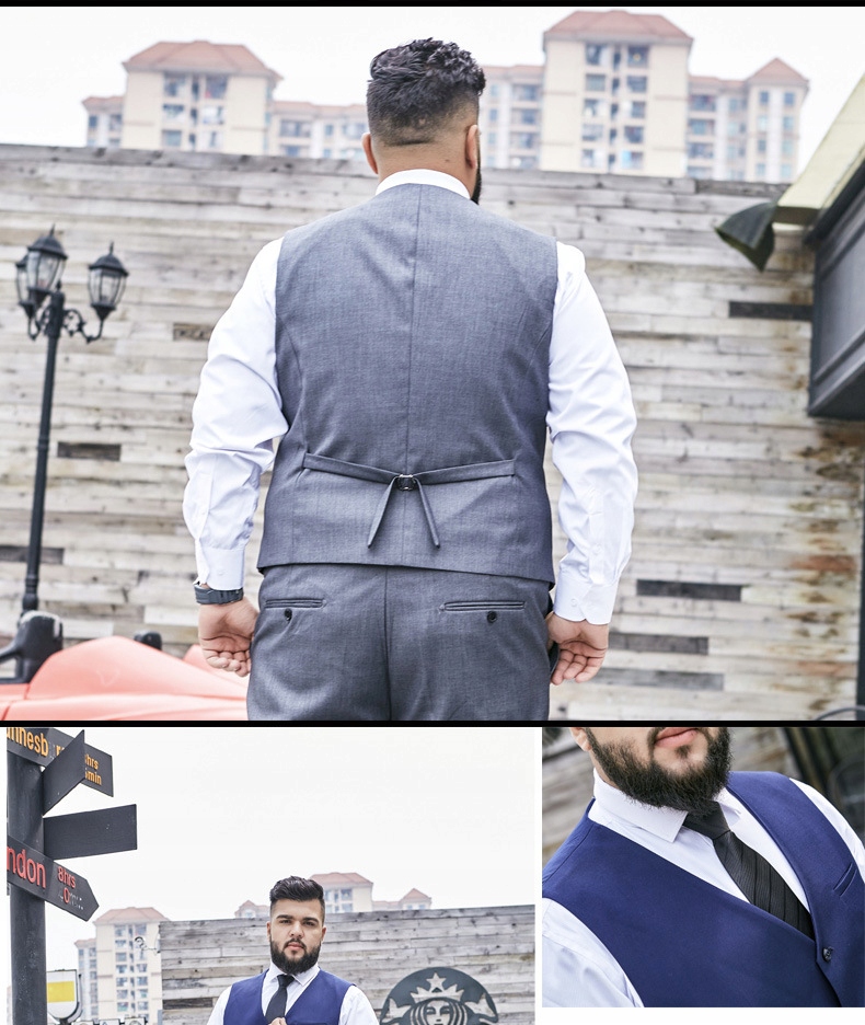 2023 Plus Size Suit Vest Men Solid Color Single Br Zapięcie haftka