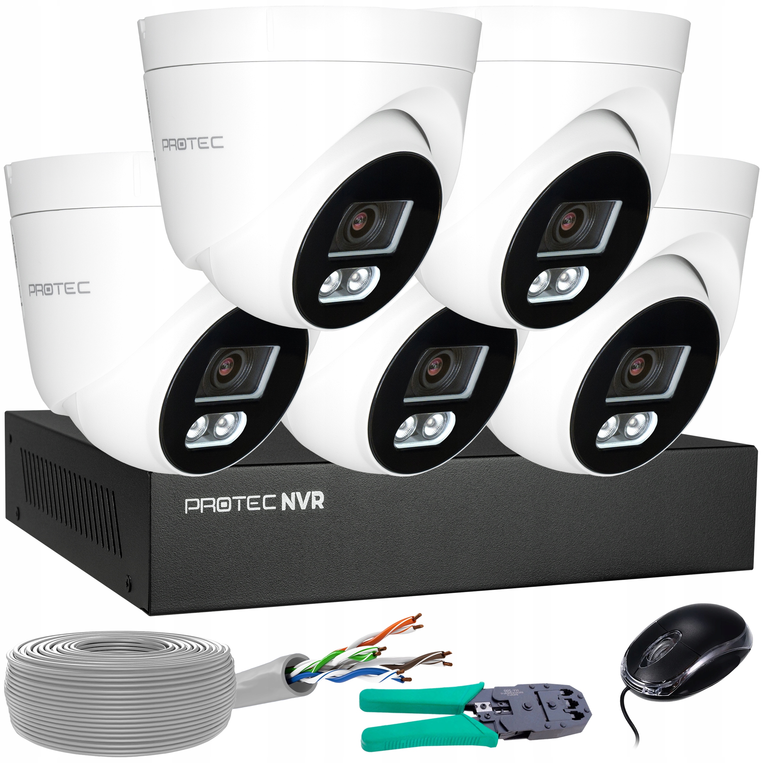 Monitorovací sada 5 kamer Ip 8MP 4K Poe Detekce lidí bez hdd