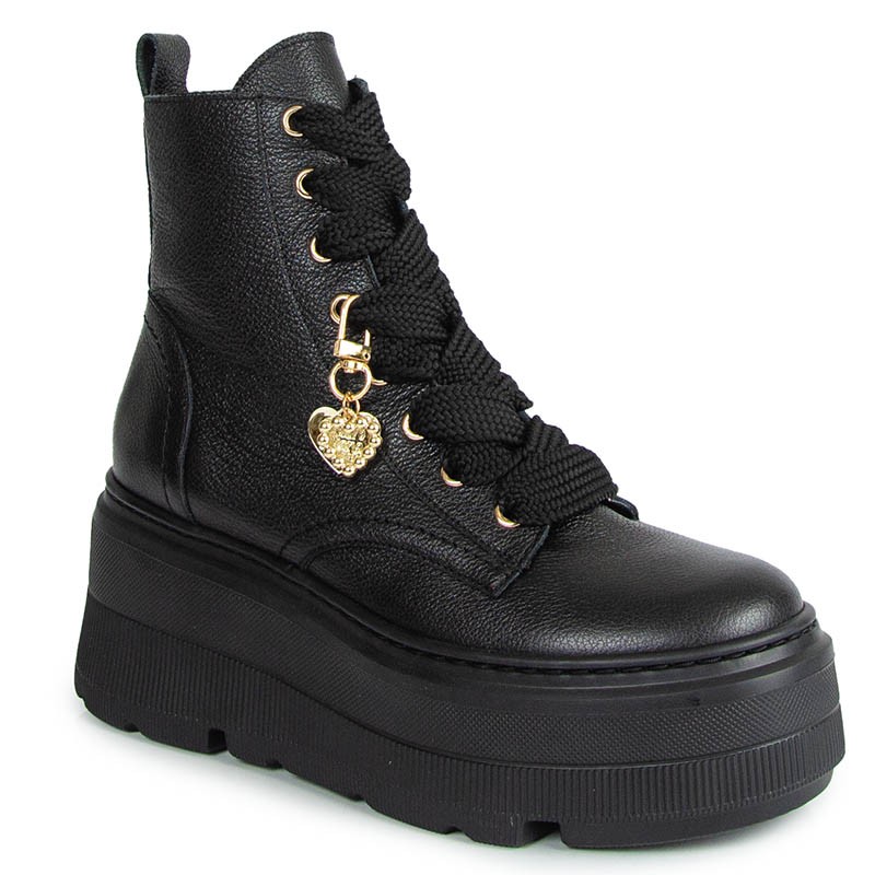 Chebello 4540 Černé Kožené Kotníkové Boty S Ozdobou 40