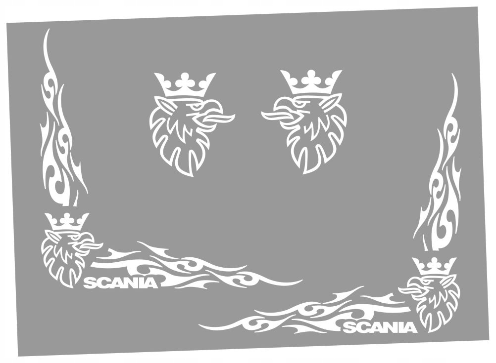 

Naklejki narożniki na boczne szyby Scania Gryf