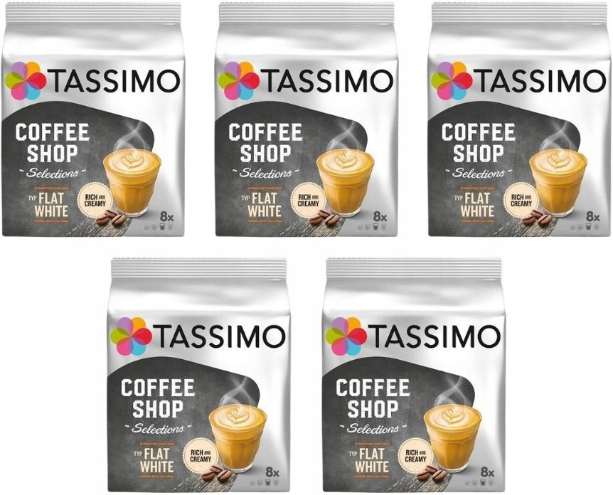 Kapsułki TASSIMO Typ FLAT WHITE - 5 x 8 kaw ZESTAW
