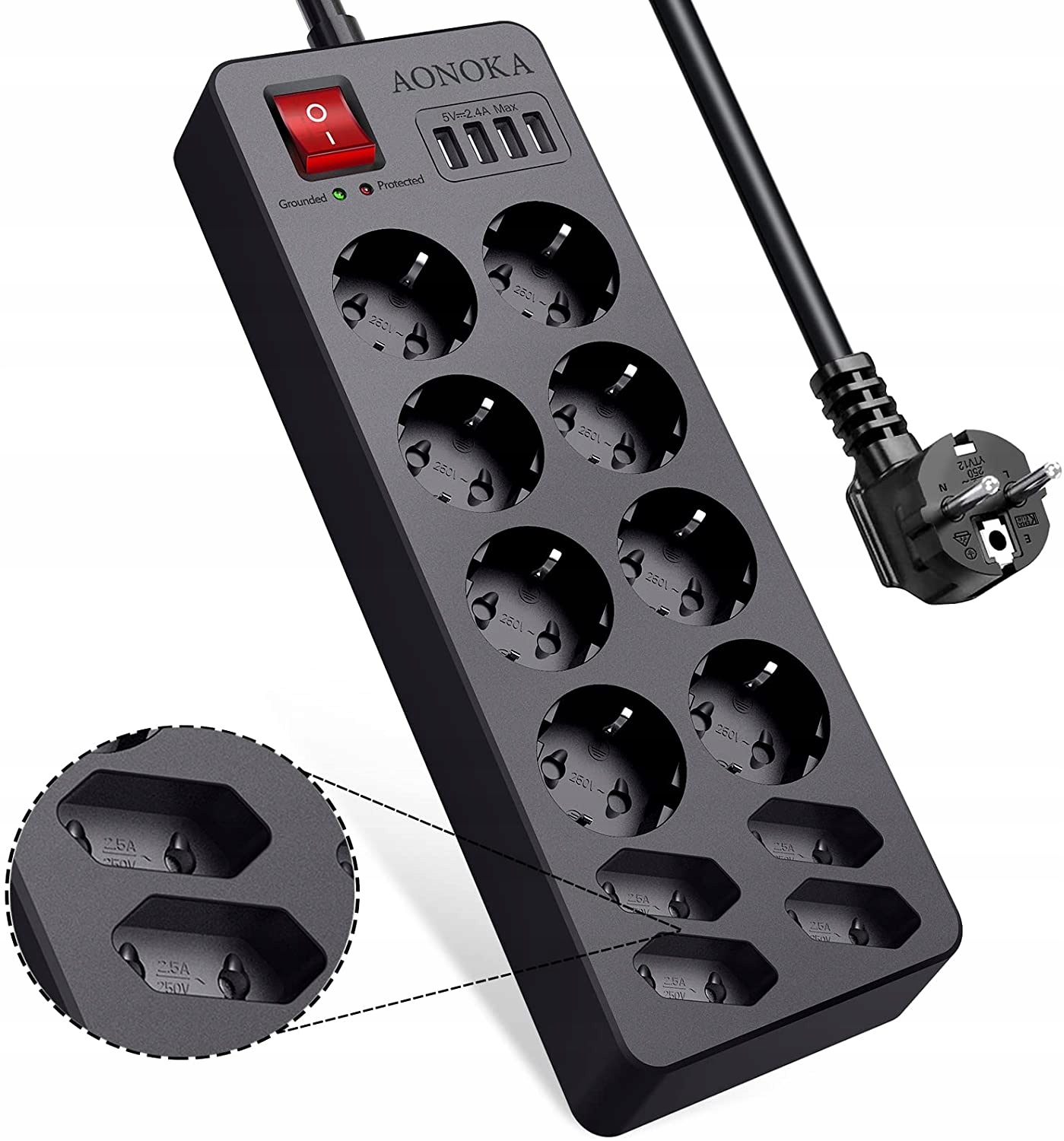 LISTWA ZASILAJĄCA 12 WEJŚĆ 4 USB 4000W 16w1