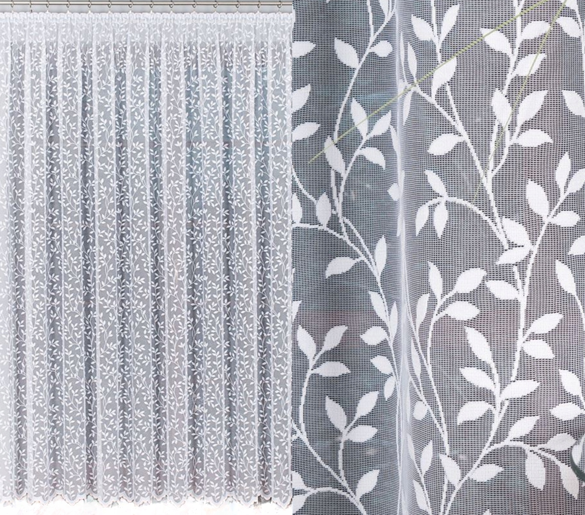 Dlouhá Žakárová Záclona 350x250 Drobné Lístečky Do Obývacího Pokoje Ložnice Žabky