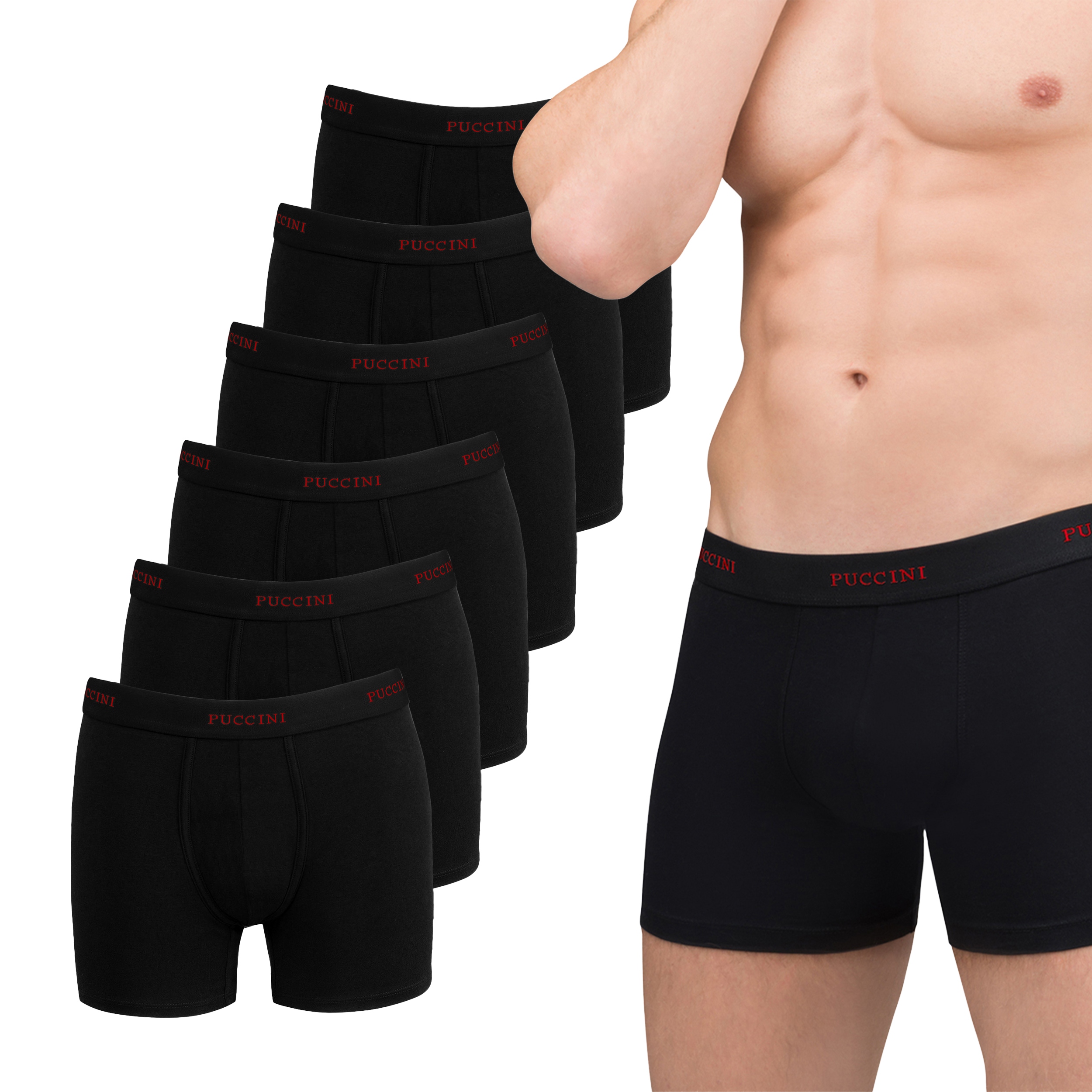 Pánské boxerky Puccini Černé Sada Balení 6 Kusů Bavlněné Velikost XL BX05XL-1-1