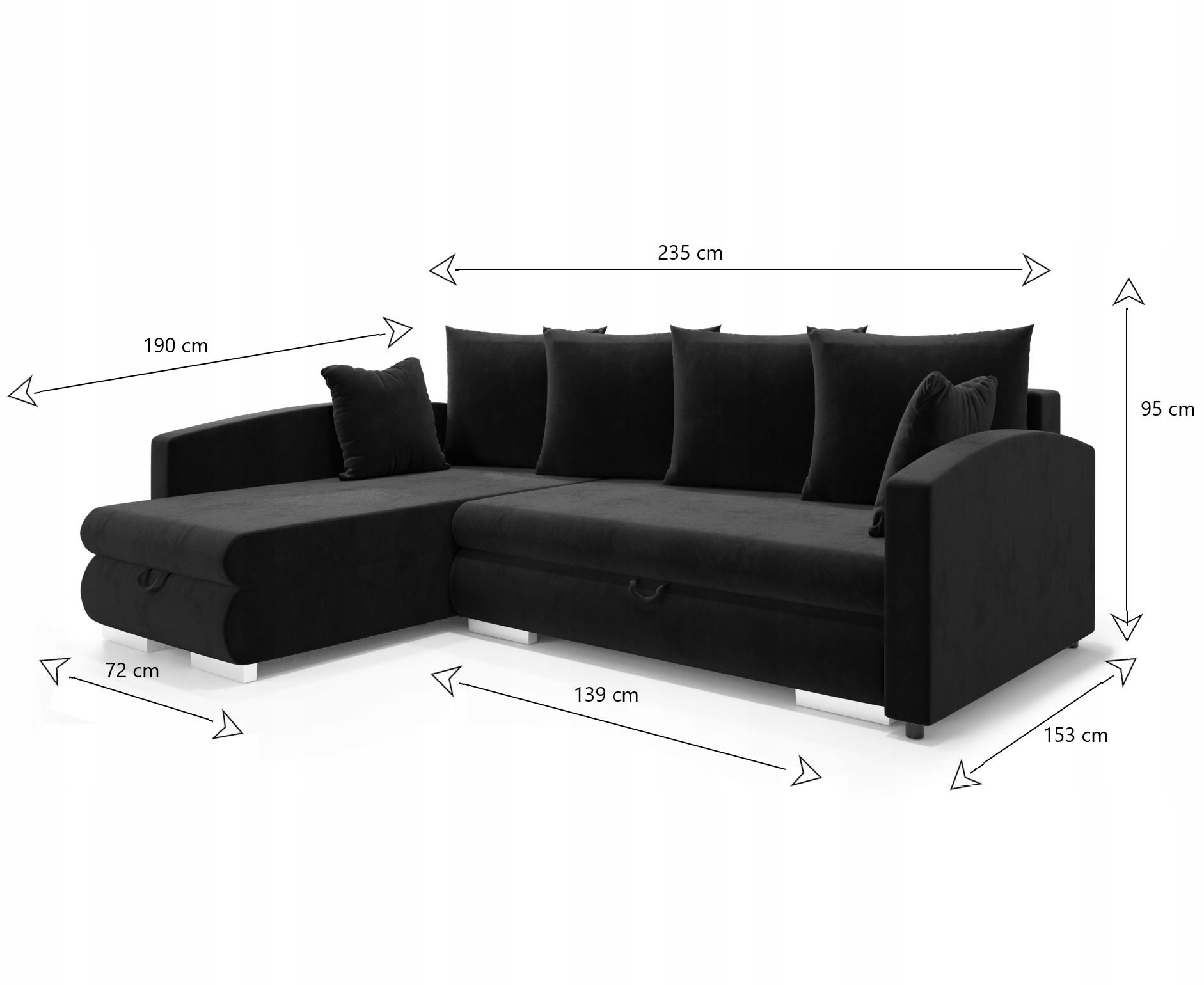 Narożnik Rozkładany Sofa Bonel Dubaj 235 EN Meble Wysokość mebla 95 cm