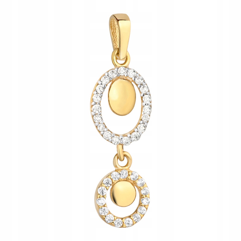 Zlatý Přívěsek pr. 585 Kolečko Ovál a Zirkony 14k