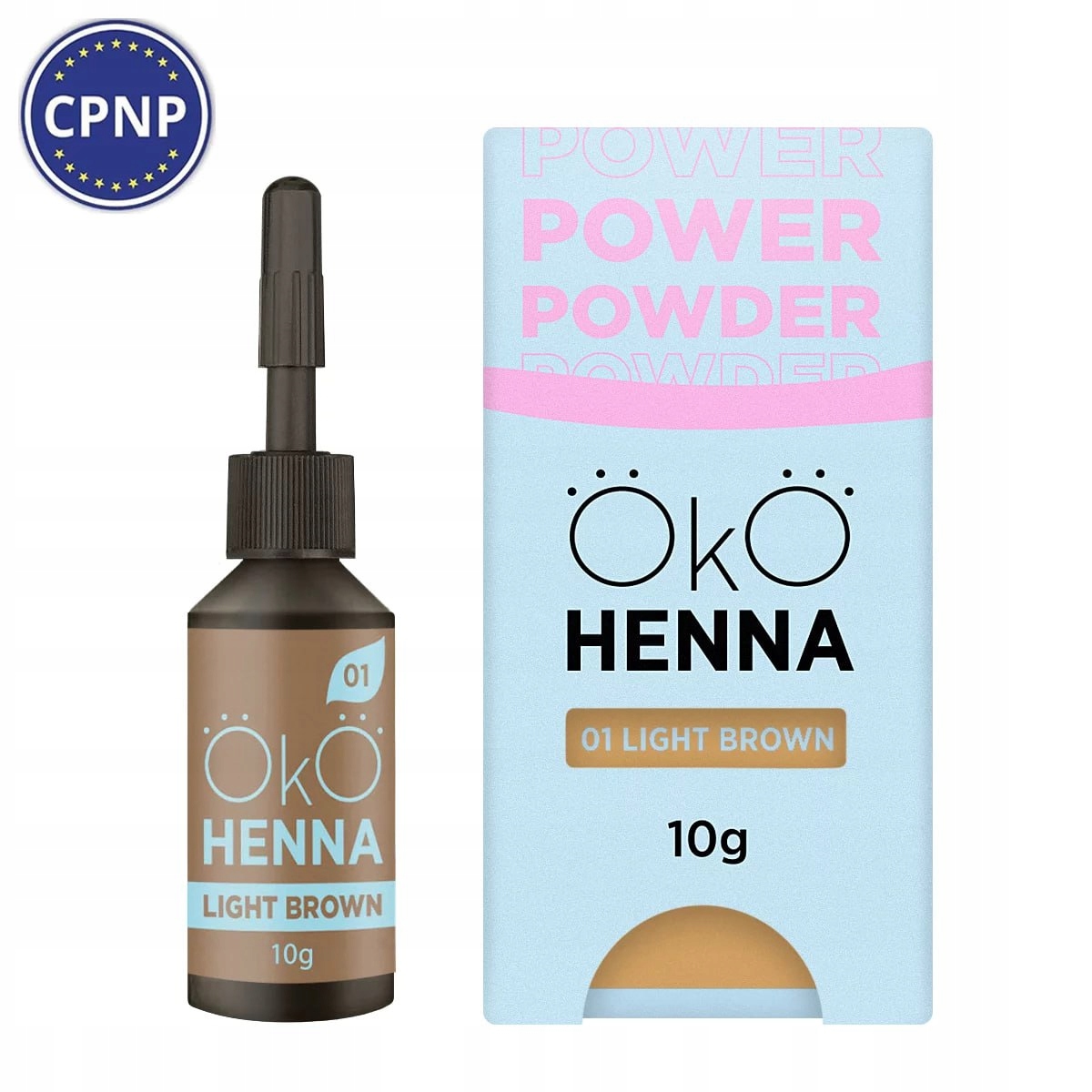 Henna pudrová na obočí světle hnědá OkO Power Powder #01 Light Brown 10 g