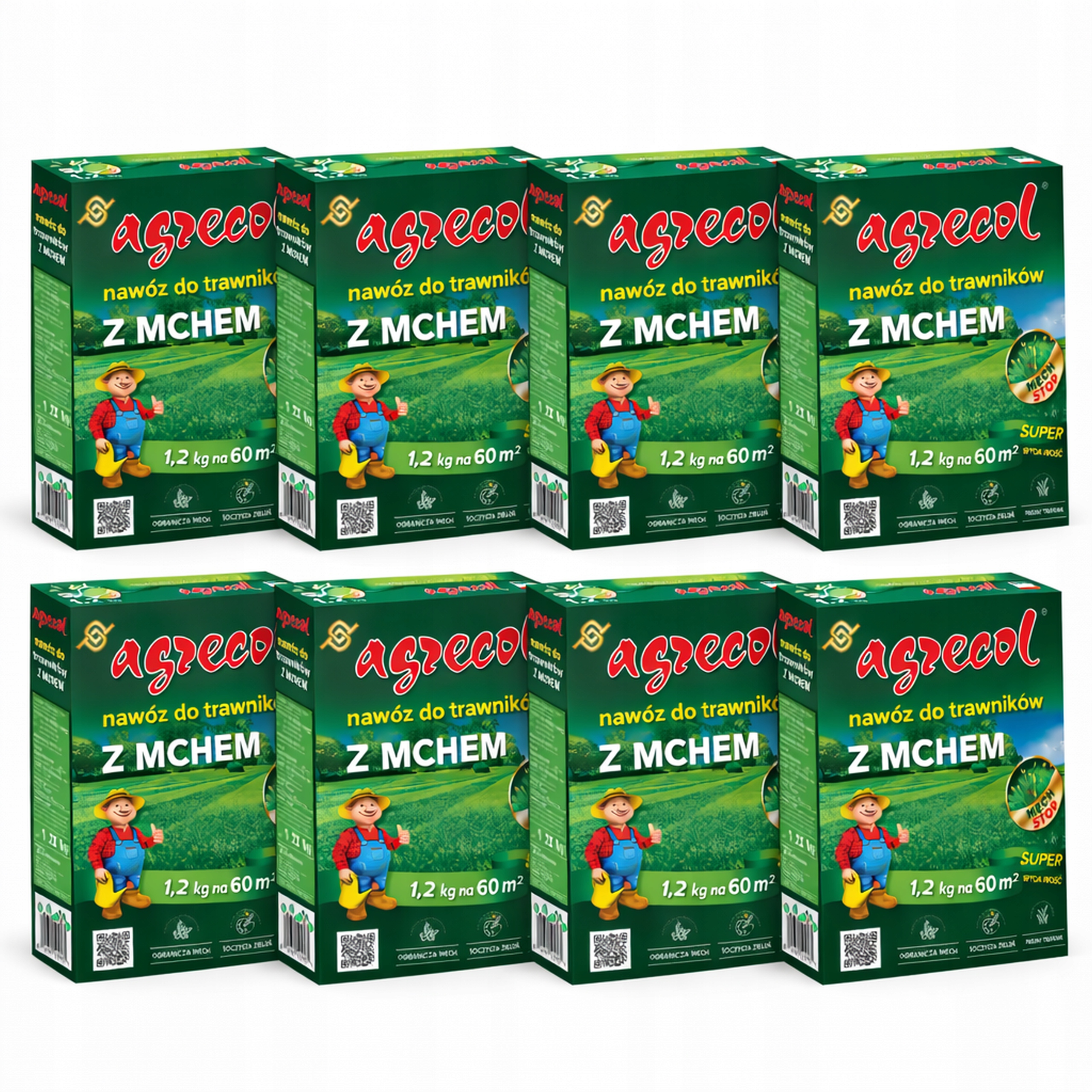 8x Hnojivo na trávníky s mechem Agrecol 1,2 kg mech, šťavnatá zeleň, výkonné