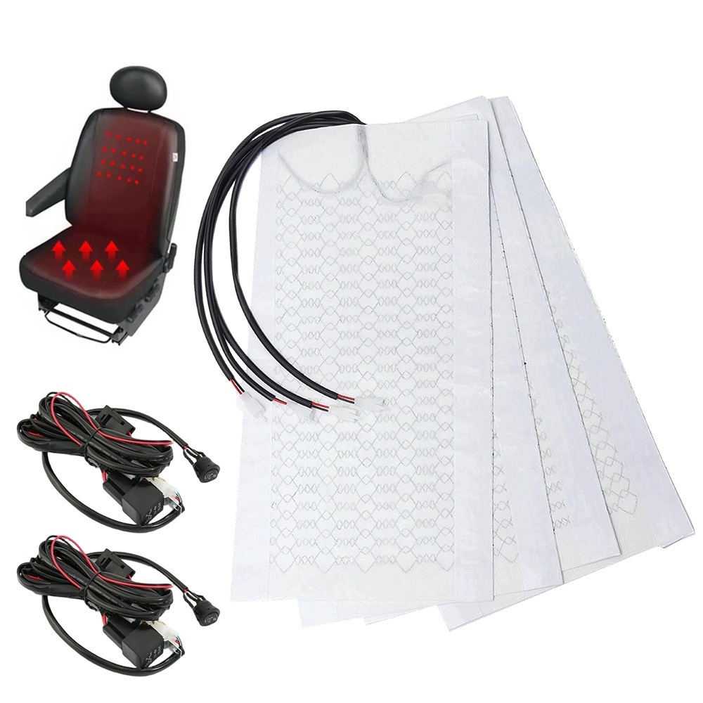 Vyhřívací Podložka do auta, Carbon Fiber, 12V, 4 kusy, bílá