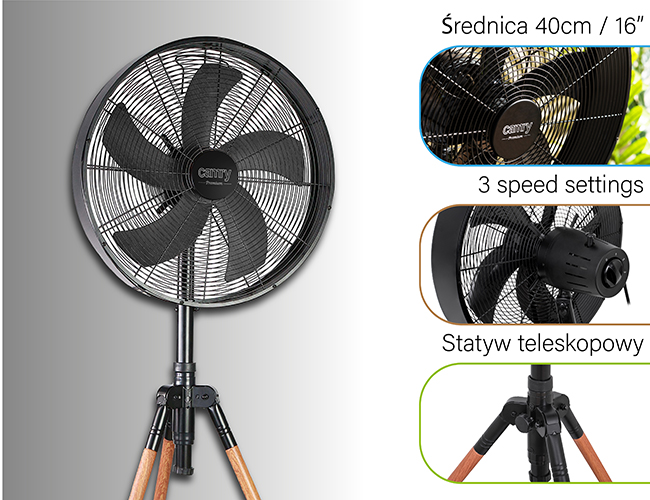 WENTYLATOR STOJĄCY CAMRY 100W STATYW Liczba łopatek 5