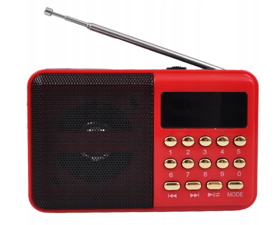 Mini Radio Cyfrowe FM/MP3/BT z Akumulatorem USB Czerwone