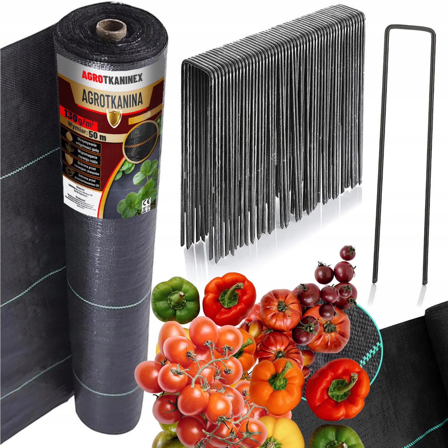 Agrowłóknina Antychwastowa 130G Agrotkanina Gruba 1,1x50m Czarna 20 Kotew