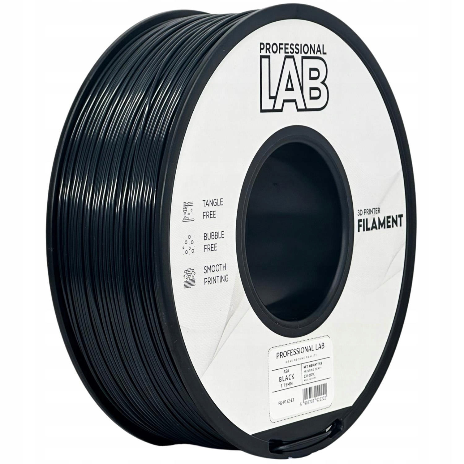 10 x Filament Prof. Lab Asa Black Czarny Uv Odporny 1.75mm 1kg