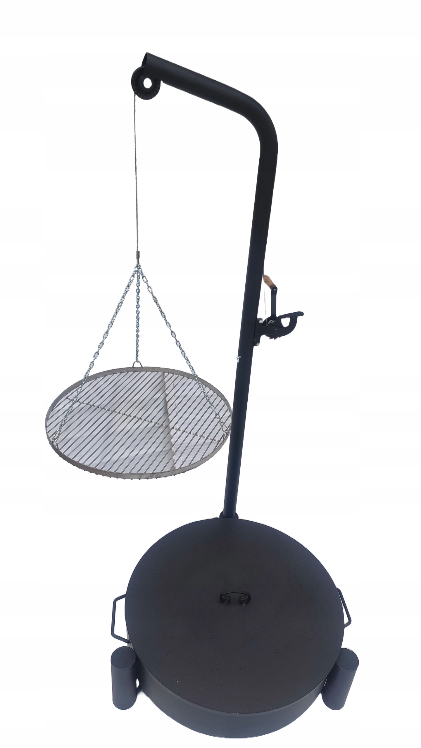 Grill ogrodowy ogniskowy Żuraw 180cm palenisko z pokrywą 70cm Zestaw XXL