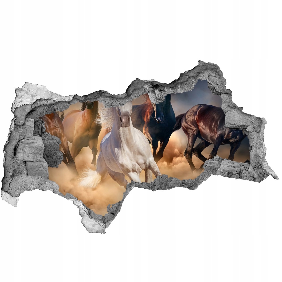 

Dziura 3d foto tapeta Naklejka Konie w galopie