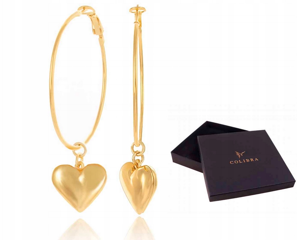 Náušnice Kolečka S Prasklým Srdcem Colibra Kruhy Zlaté Efektní Velké Srdce