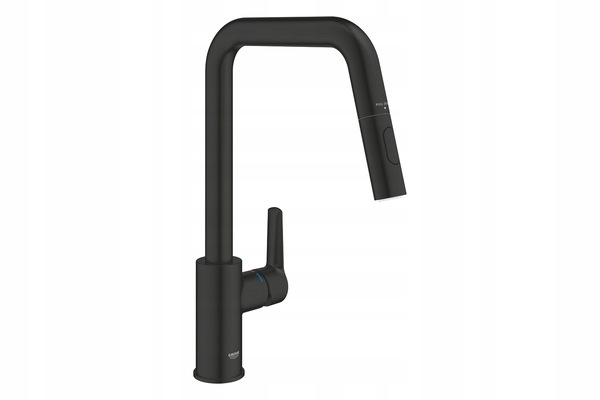Bateria kuchenna Grohe czarna 2 strum. obrotowa wyciągana wylewka 306312430
