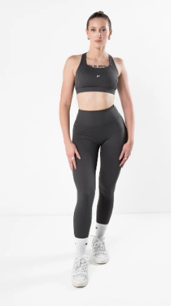 SHOTGUN WEAR 3 CZĘŚCIOWY KOMPLET SPORTOWY BLUZA LEGGINSY BIUSTONOSZ SZARY L Linia regular