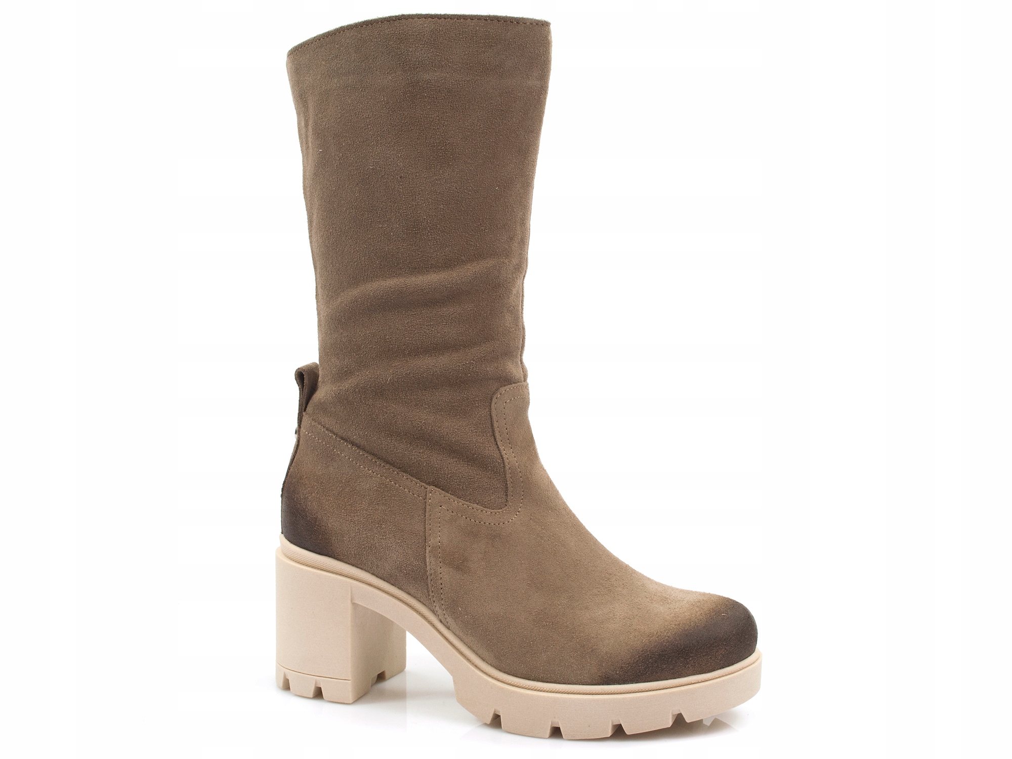 

kozaki damskie skórzane na obcasie ocieplane Lemar