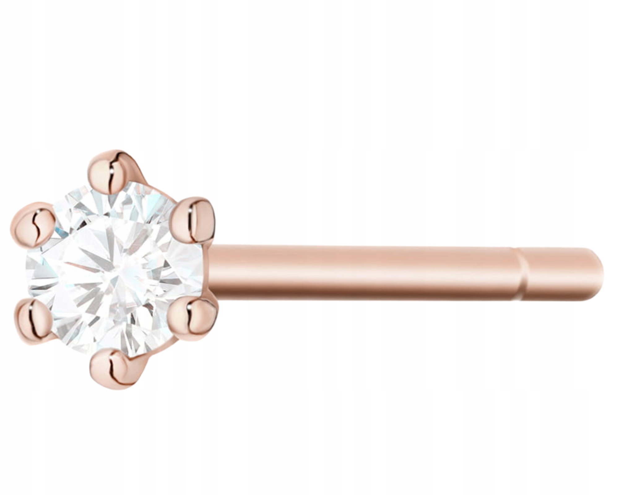 Růžové Zlato Náušnice S Diamantem Klasická Tyčinka 1 Kus Dárek Gravírování