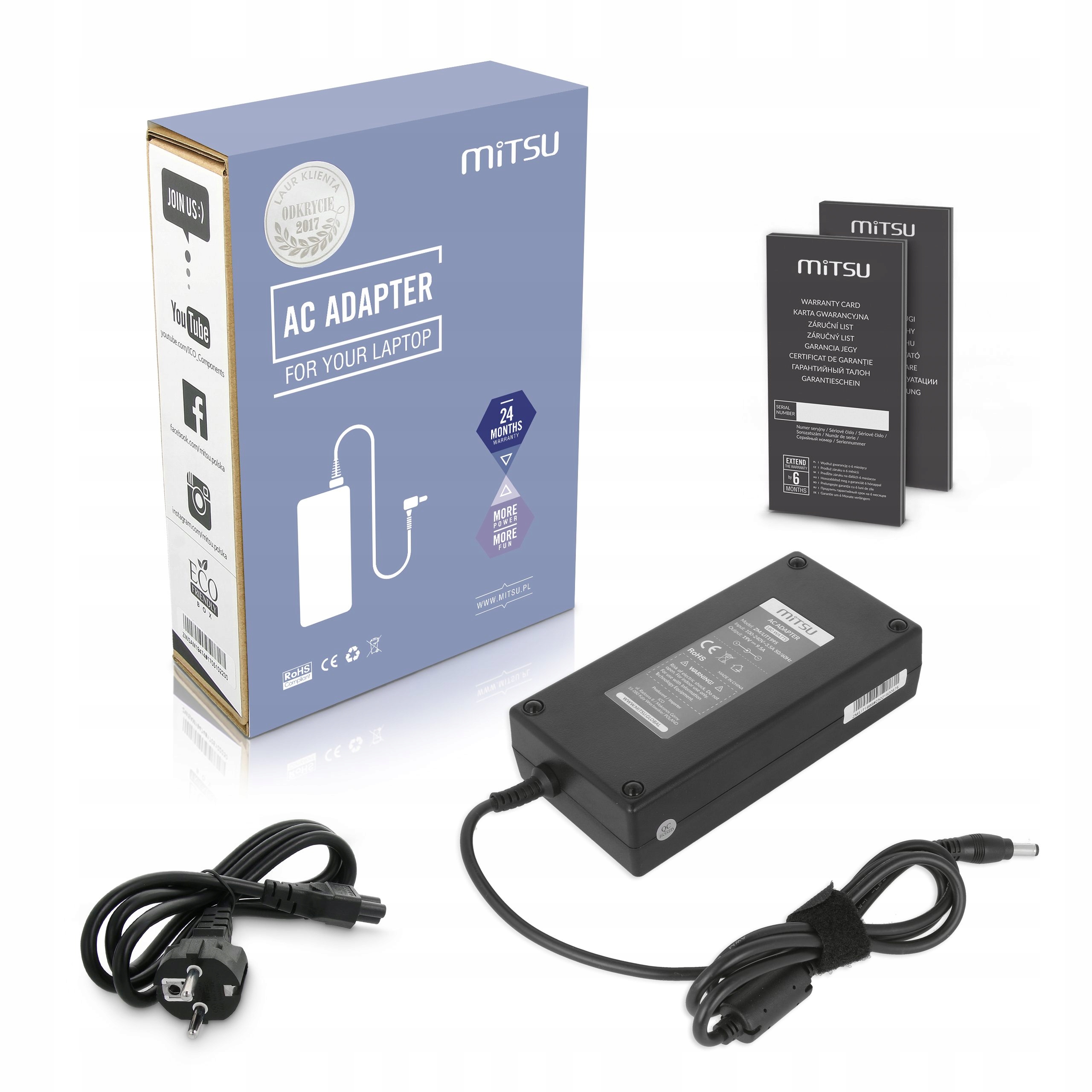 Napájecí adaptér Mitsu 19v 9.5a (5.5x2.5) 180W pro Asus