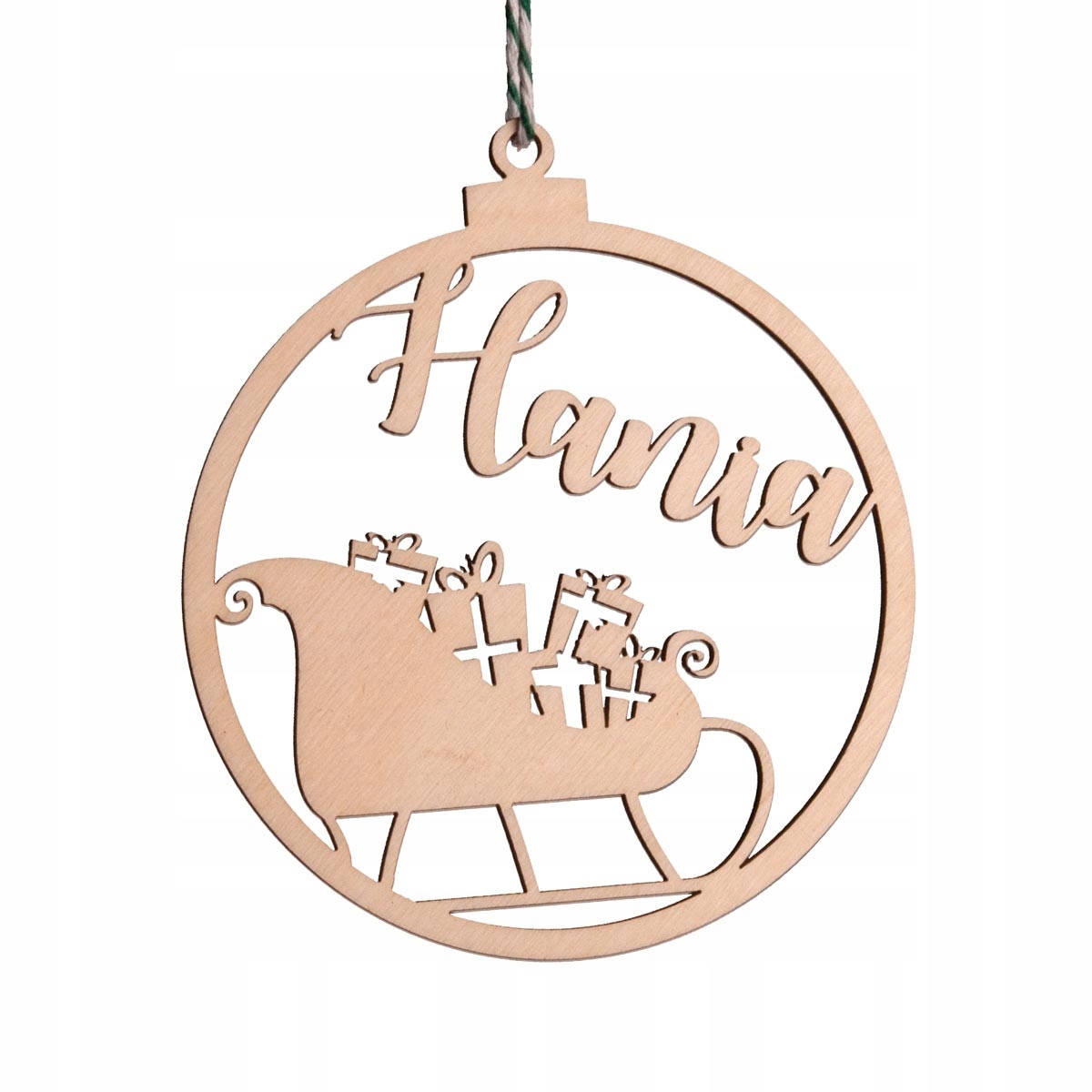 BOMBKA Z IMIENIEM DREWNO ŚWIĘTA MIKOŁAJ RÓŻNE WZOR Kolor odcienie brązu i beżu