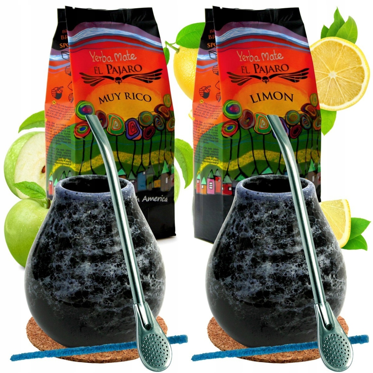 Sada Yerba Mate El Pajaro Pro Dva Paraguay Limon Příslušenství