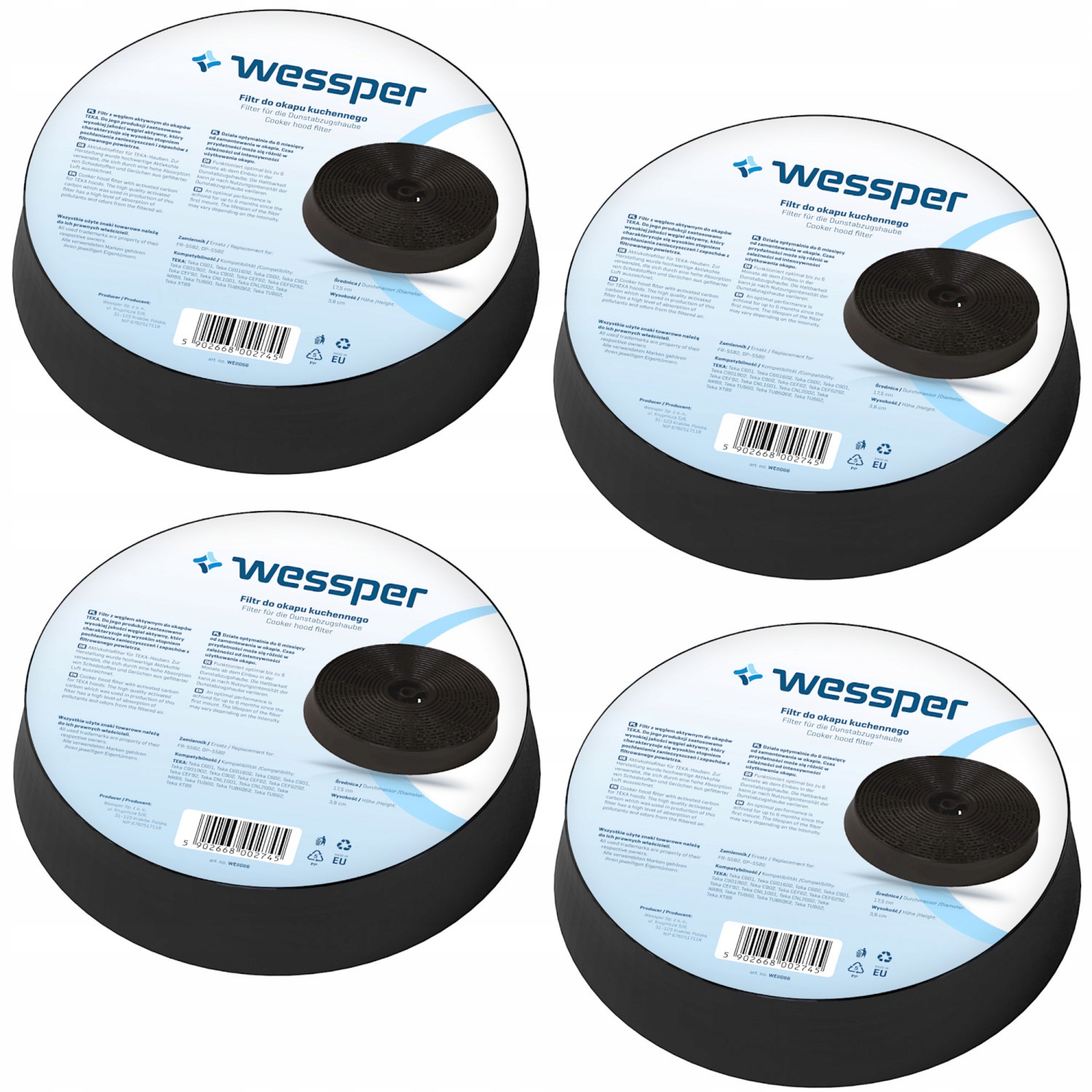 Filtr węglowy do okapu TEKA CNL2002 CNL1001 4 szt.