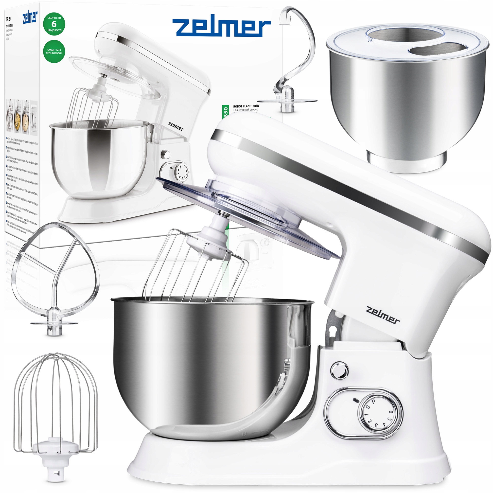 Robot Kuchenny Planetarny Zelmer Mikser Wielofunkcyjny 3 Mieszadła 5L 1200W