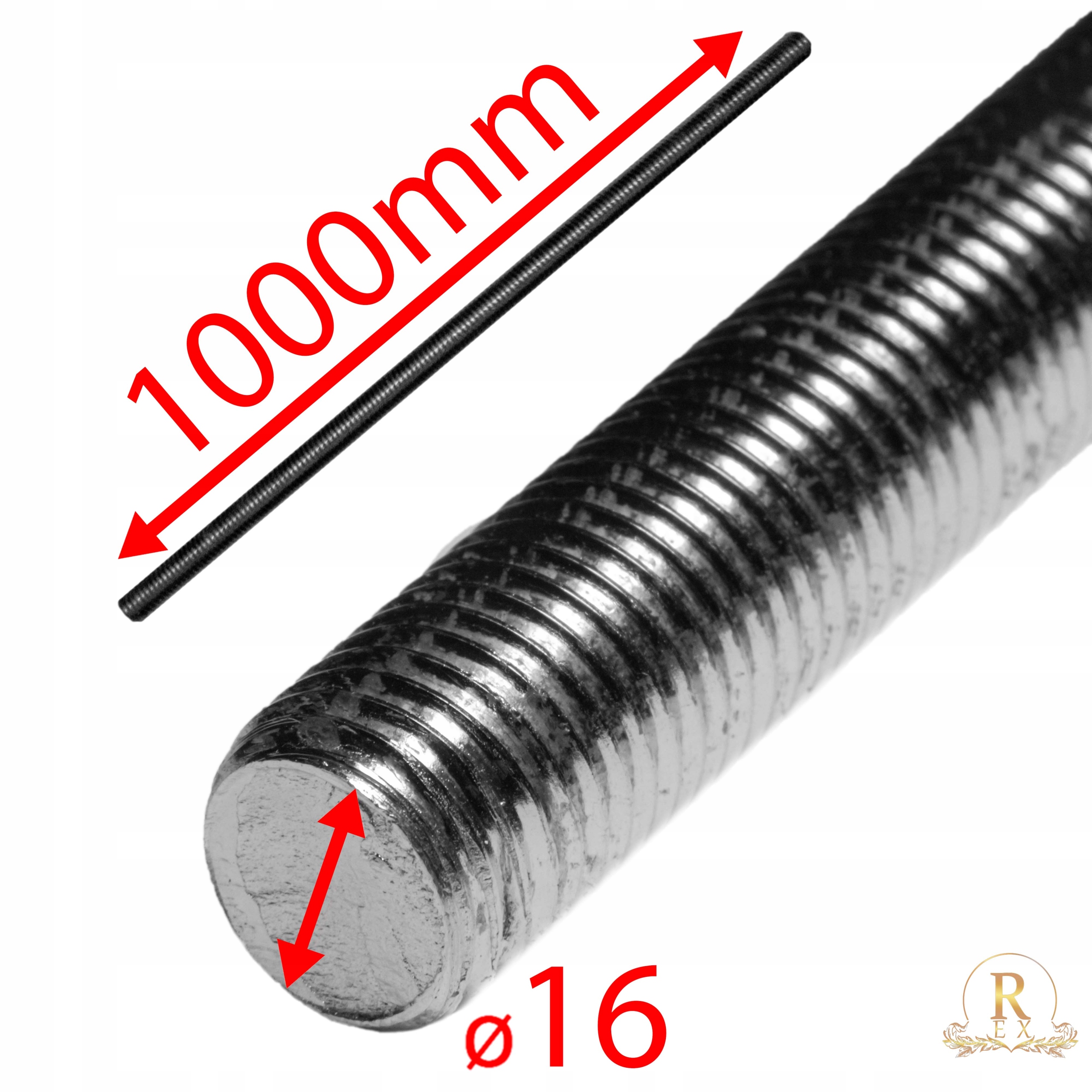 PRĘT SZPILKA GWINTOWANY M16 OCYNK 1000mm 10szt Kod producenta PRĘT M16X1000 REX KL. 4.8
