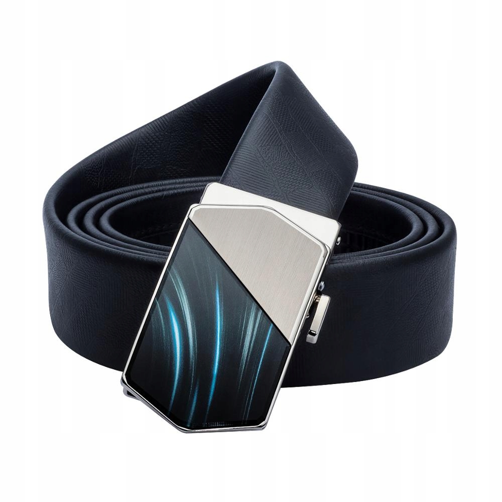 Luxusní Černý Pánský Kožený Opasek Automatická Polární Záře 105 CM