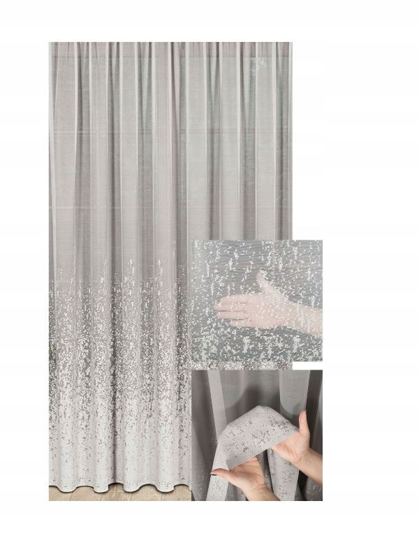 Elegantní záclony Šedá Záclona s páskou na žabky Tunel 530x265