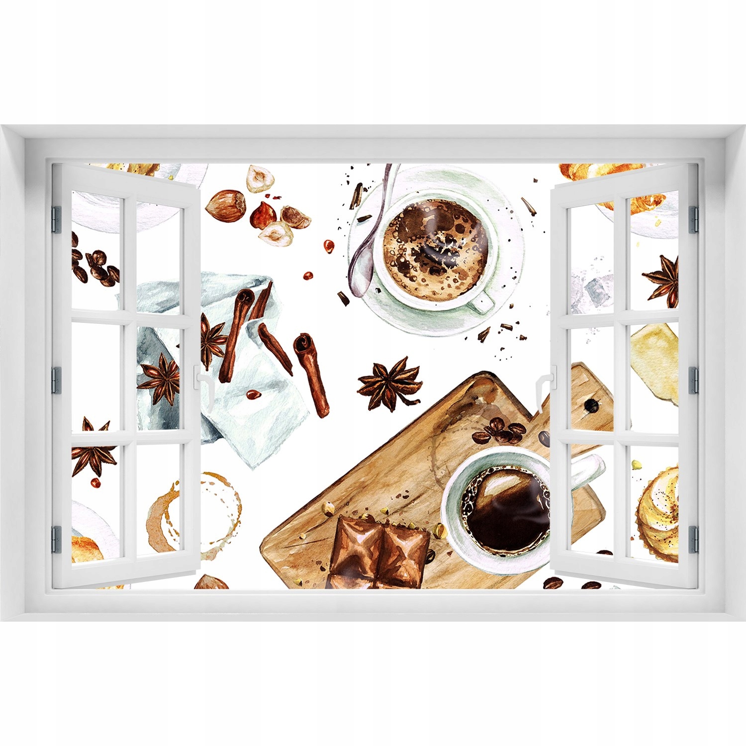 

3D Okno Naklejka na ścianę Poranna kawa 90x60