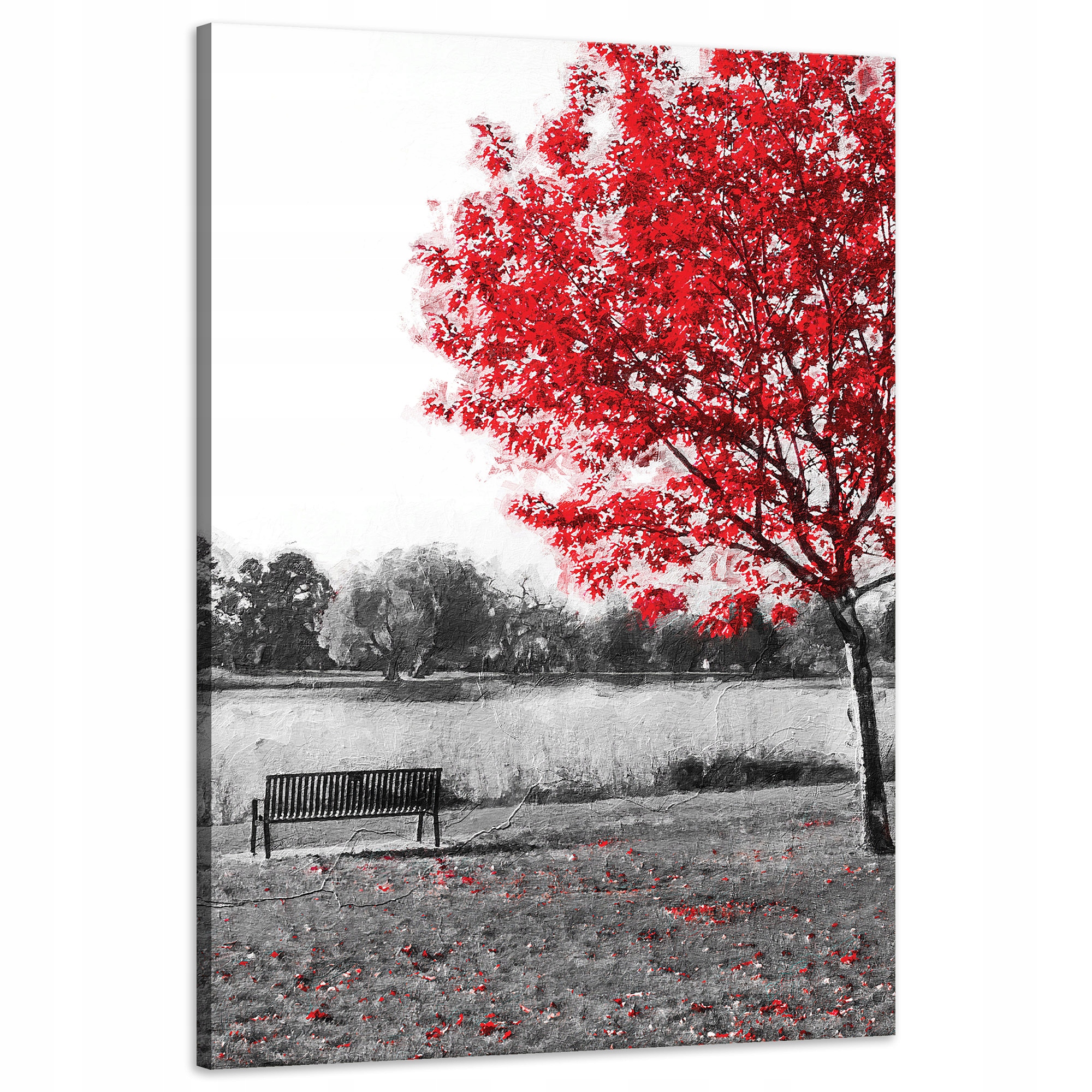 Obraz na plátně Šedá Červená Listí Kontrast 60x90 cm