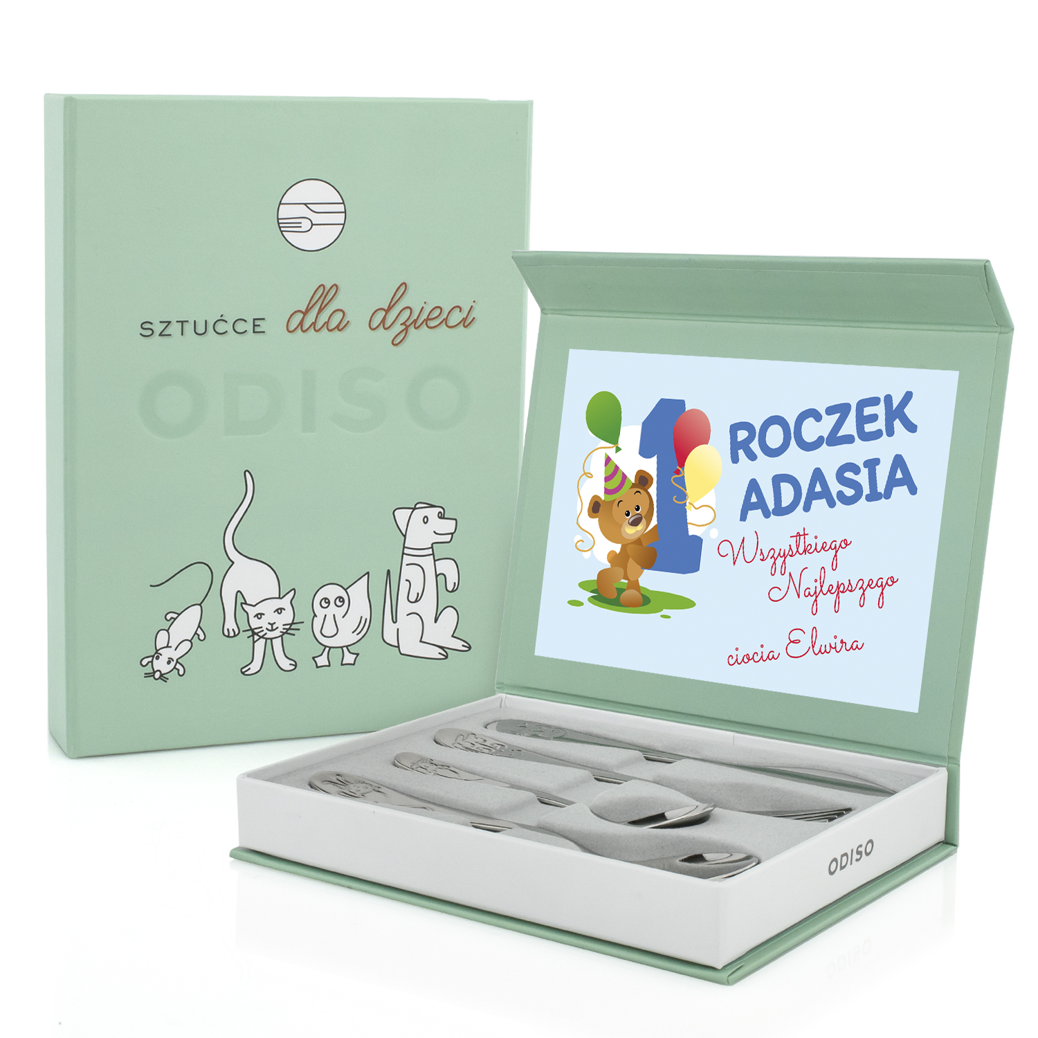 Prezent na ROCZEK sztućce dla DZIECI chłopca