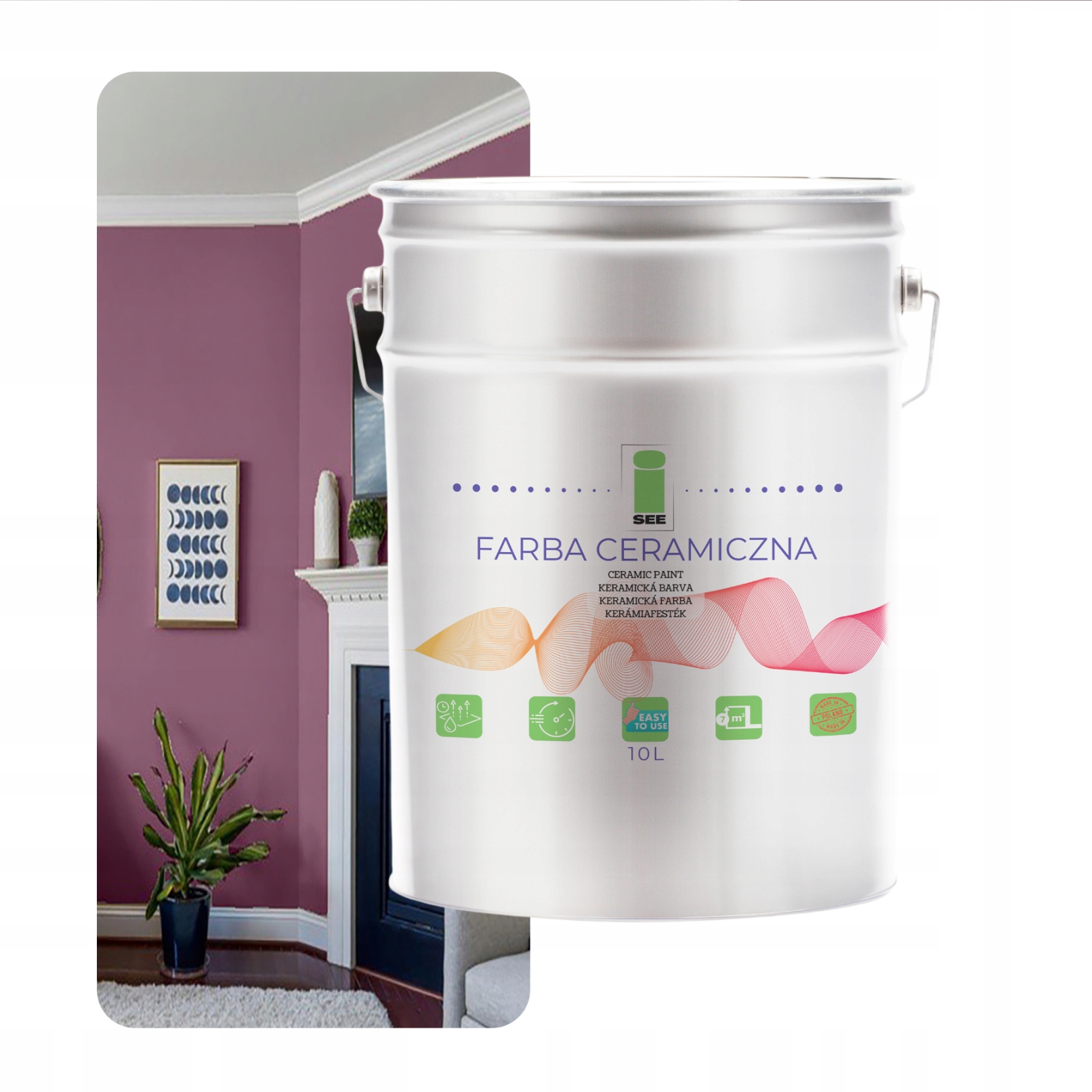Keramická Umývateľná Nástenná Farba Purpurová 10 L, Odolná Voči Škvrnám