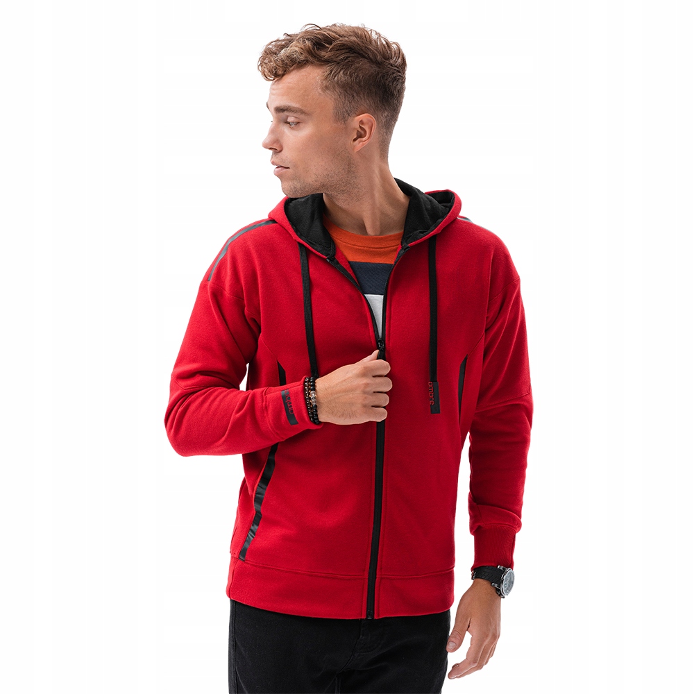 

Bluza męska rozpinana z kapturem B1076 czerw. XXL