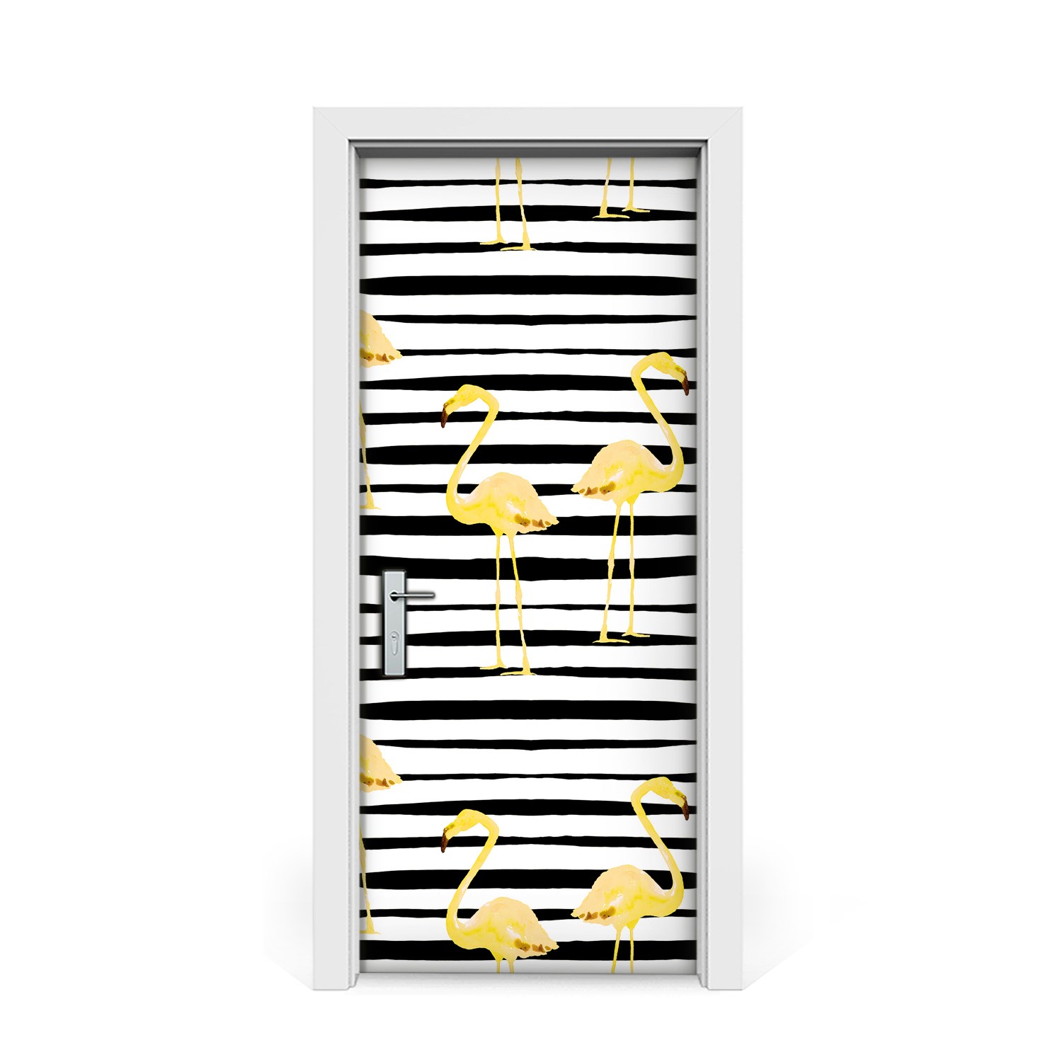 

Naklejka na drzwi okleina Złote flamingi 85x205