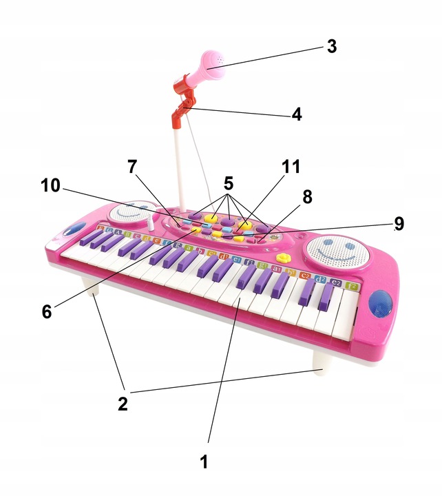ORGANY Z MIKROFONEM 37 KLAWISZY! NAGRYWANIE 3702 R Głębokość produktu 18 cm