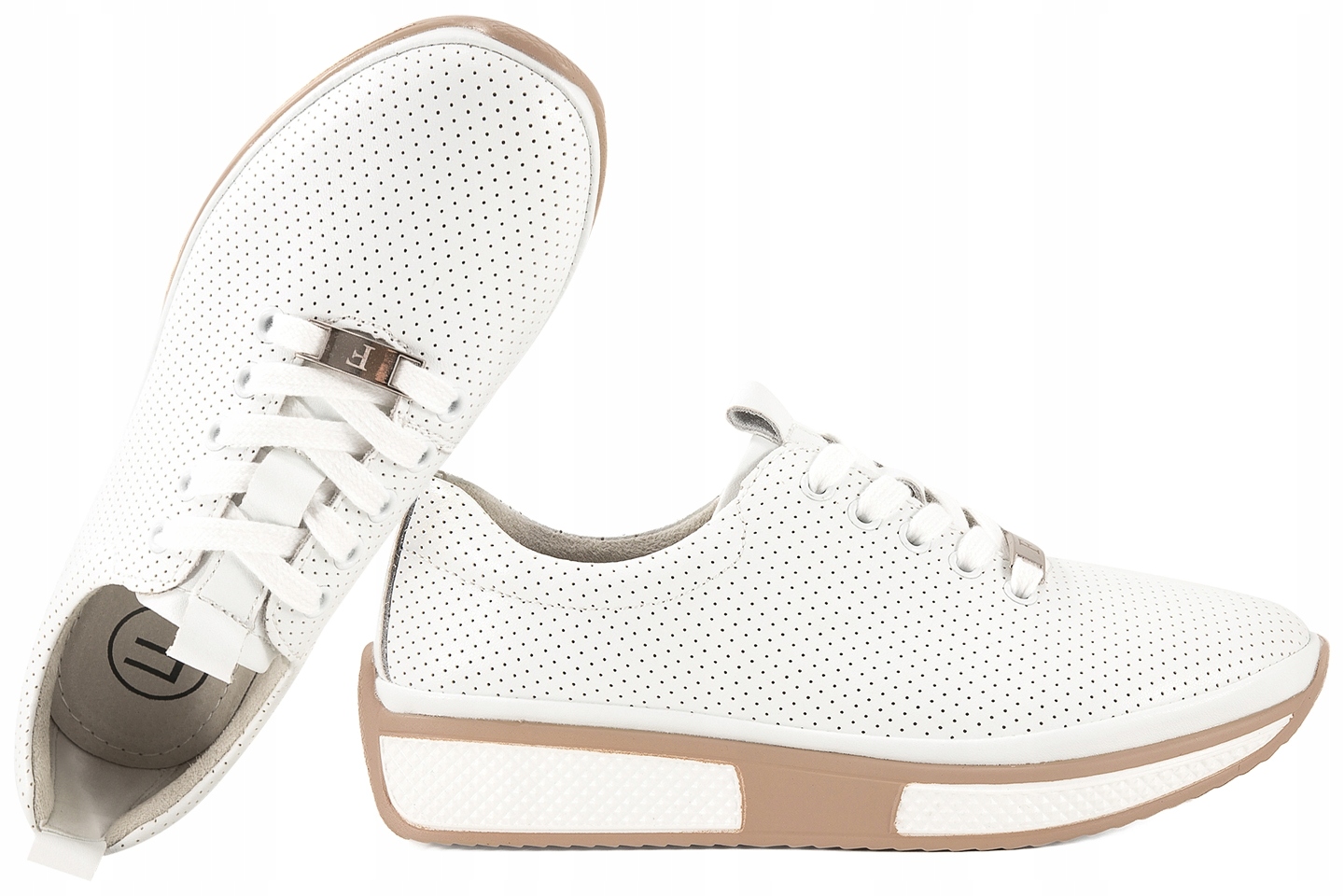 Filippo DP6740 Dámské Ažurové Polobotky Tenisky Kožené, bílé, bílá, 36