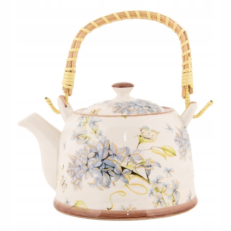 Porcelánová konvička se sítkem a pružinkou s motýlkem 800 ml
