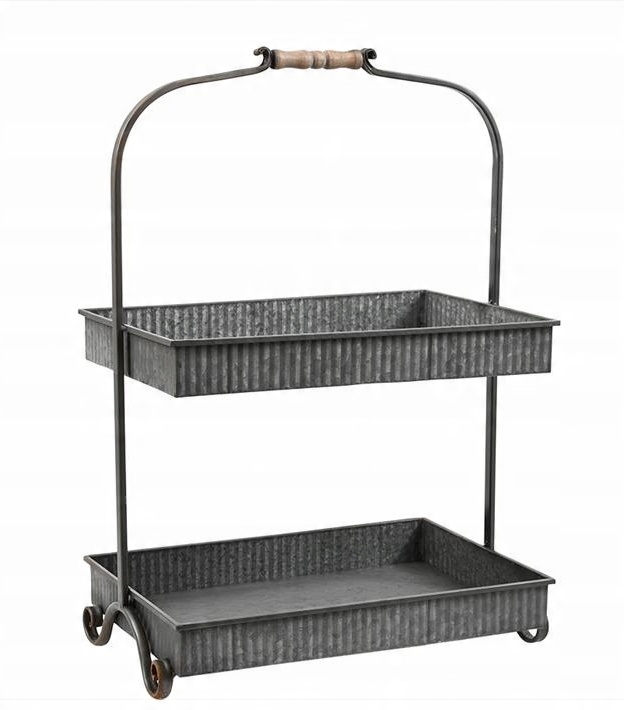 

Patera Szara Metalowa 2-POZIOMOWA 58 cm Taca
