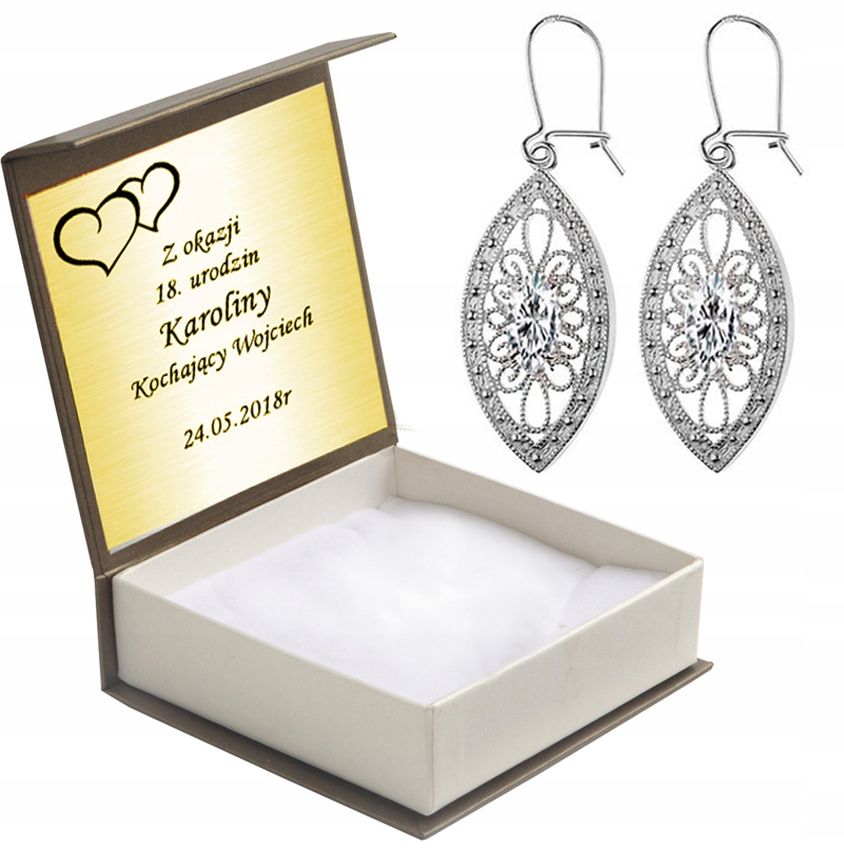 

Kolczyki Ażurowe Wiszące Z Cyrkoniami + Grawer