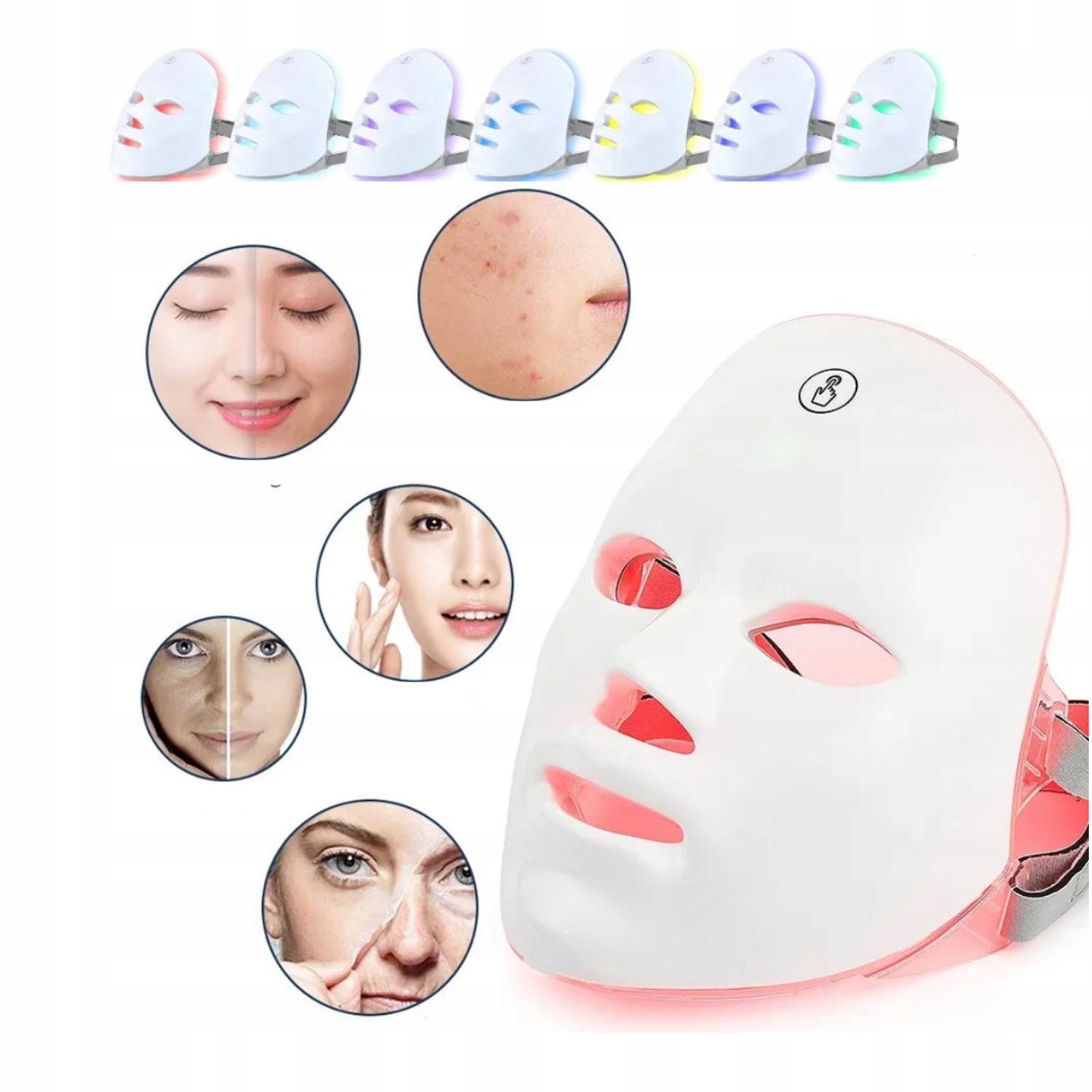 Maska na obličej Led Fotonová Terapie světlem Obličej 7 Barev nástavec