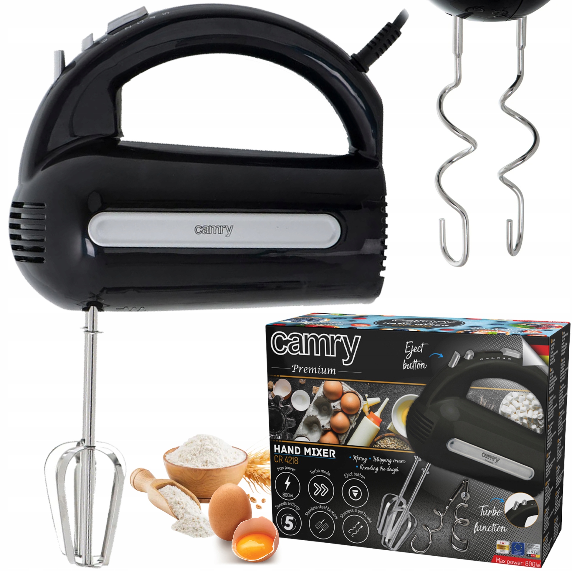 Ruční mixér Camry Cr 4218 Černý 800 W Silný 5 rychlostí Lehký Pohodlný