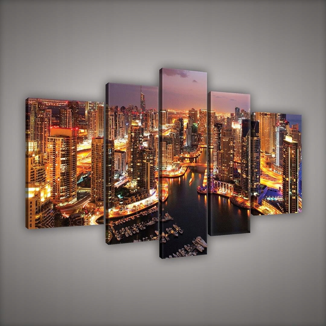 Obraz 170x100 Mestská krajina noc mesto súmrak mrakodrapy urbanistika