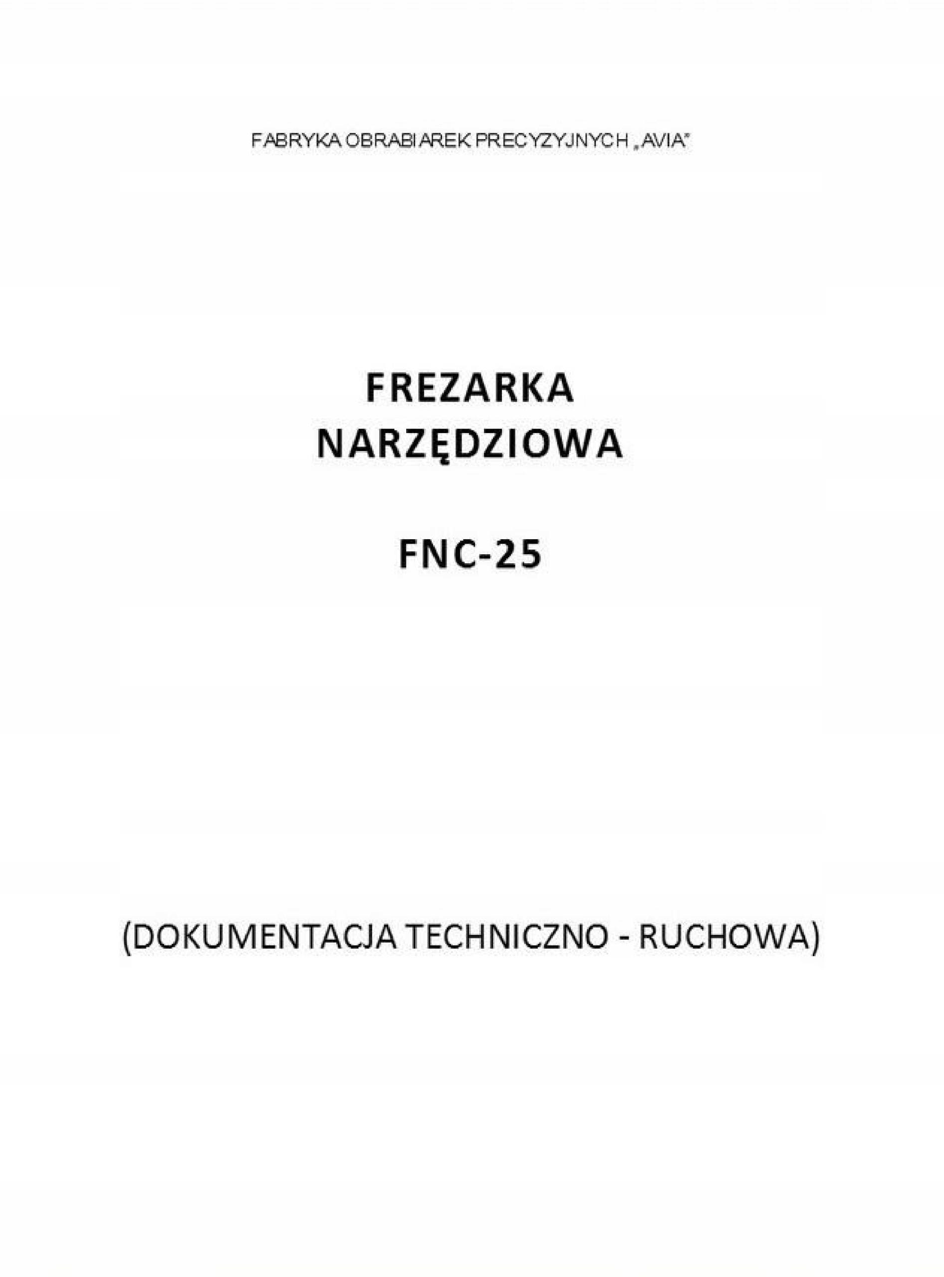 DTR - Frezarka FNC-25