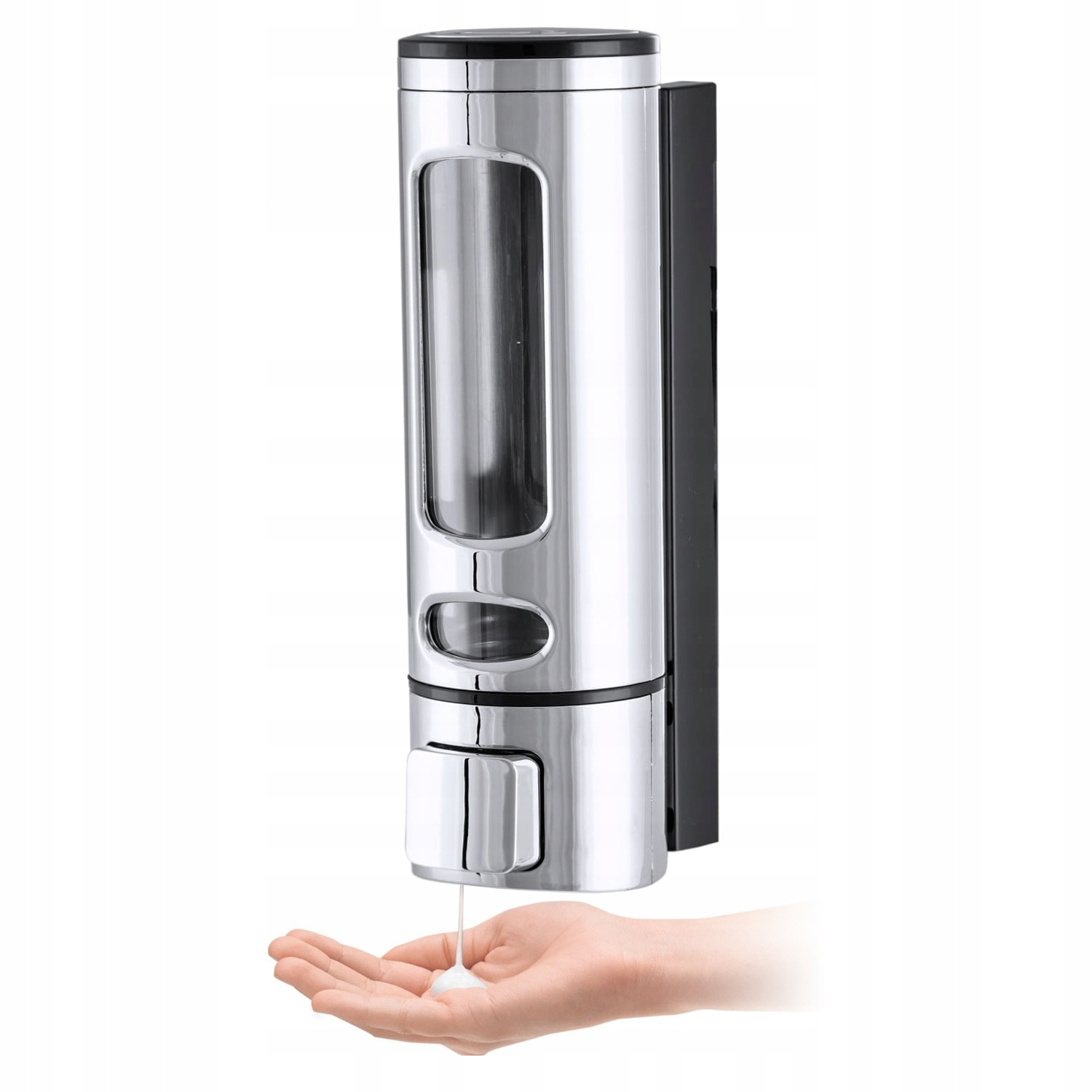 DOZOWNIK ŁAZIENKOWY DO PŁYNU DO MYDŁA SZAMPONU ŚCIENNY CHROM 400 ml