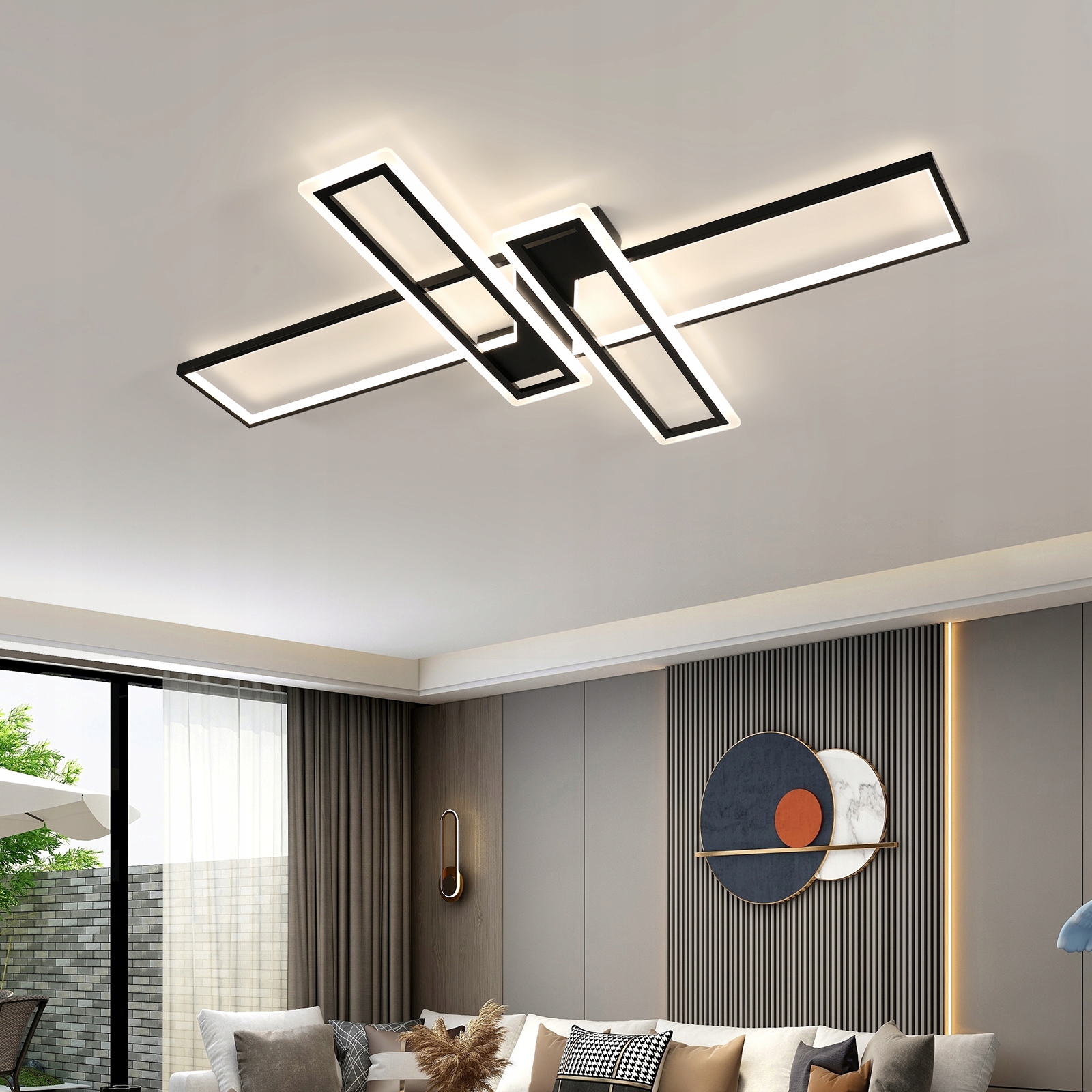 Led stropní svítidlo černé závěsné moderní do obýváku 4500K 65W